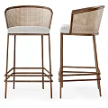 Modern Bar Stools With Metal Frame Woven Backrest And White Cushioned Seat 3d model