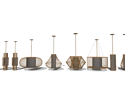 Modern Chandeliers In A Row With Diverse Creative Designs And Shapes 3d model
