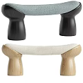 Stylish Modern Sofa Stool With Curved Wooden Legs And Soft Fabric Cushion