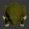 3D Rendered Reptile With Green Body Orange Eyes And White Claws On Dark Background
