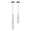 Elegant Chandelier With Transparent Diamond Cut Glass Spheres And Golden Connectors