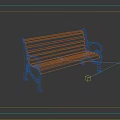 Outdoor Wooden Bench With Metal Frame And Curved Armrests For Garden Seating