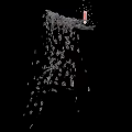 Abstract Polygonal Structure With Pink Cylinder And White Triangular Fragments On Black Background