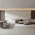 Modern Office Interior Design With Bookshelves Desk Marble Countertop And Plants