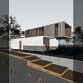 Boutique Villa Modern Wooden And White Exterior With Swimming Pool Wooden Steps And Natural Surroundings