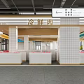 Supermarket Fresh Meat Section With Self service Shopping Display Counters And White Tile Walls