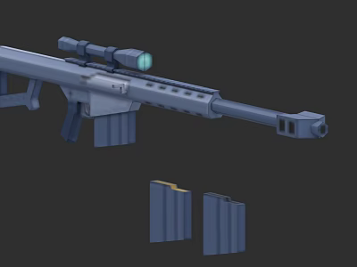 Tactical Sniper Rifle With Mounted Scope And Two Detachable Magazines 3d model
