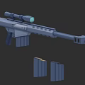 Tactical Sniper Rifle With Mounted Scope And Two Detachable Magazines