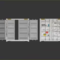 Two White Industrial Shipping Containers With Open Door And Reflective Surface 3d model