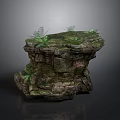 Natural Wooden Stone Decorative Structure Featuring Moss And Small Plants On Surface