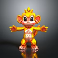 Golden Monkey Figurine Cartoon Character Standing Pose With Open Arms Shiny Surface