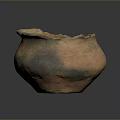 Ancient Handcrafted Clay Pottery Sculpture With Broken Rim And Textured Surface