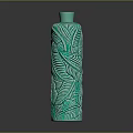 Green Flower Vase With Intricate Leaf Patterns For Elegant Home Decor 3d model