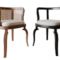 Modern Dining Chairs With Wooden Frame Rattan Backrest And Upholstered Seat Design
