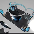 Northern Brand Store Interior With Curved Structures Blue Lighting And Display Bottles