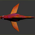 Colorful Fish Sculpture with Red and Orange Hues and Glowing 3D Art Design