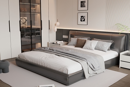 Modern Italian Double Bed 3d model