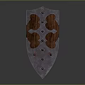 Medieval Metal Shield With Spikes Wooden Panels And Riveted Edges Design