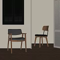 Two Stylish Leisure Chairs In Minimalist Interior With Wooden Floor And Shutter Windows