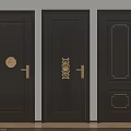 Black Security Doors Design With Golden Accents And Decorative Patterns 3d model