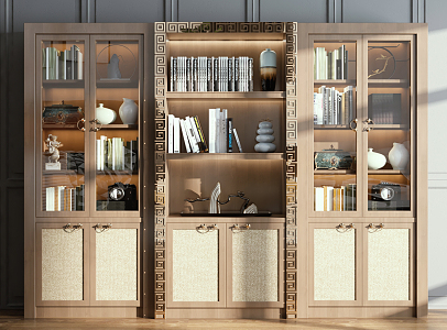 New Chinese-style bookcase decoration combination 3d model