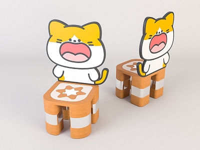 Modern Children's Chair Wooden Children's Stool Beauty 3d model