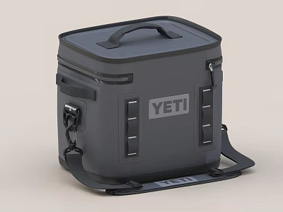 Gray YETI Portable Storage Box With Handle Shoulder Strap Zipper Closure And Durable Design 3d model