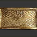 Red And Gold Decorative Ornament With Arched Panels And Intricate Golden Frame