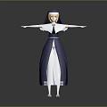 Anime Nun Character With Blue And White Robe Standing With Arms Outstretched