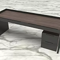 Modern Home Office Desk With Wooden Top Black Frame And Storage Drawers