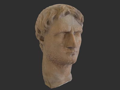 Ancient Male Sculpture Head With Curly Hair And Beard Features 3d model