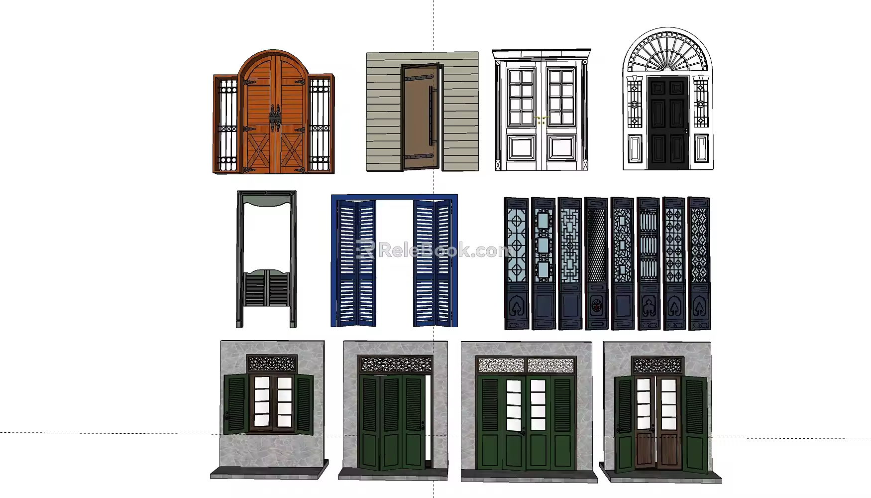 Retro Gate Folding Door 3d model