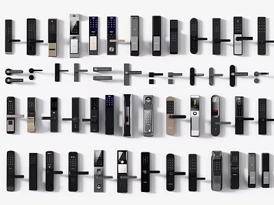 Various Modern Style Door Handles In Metal Black Silver For Home Decor 3d model