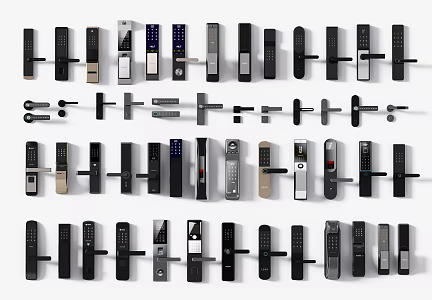 Modern smart lock handle door handle fingerprint lock combination lock handle 3d model