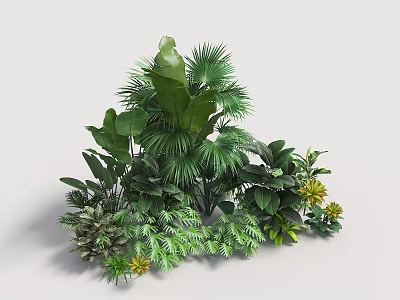 Lush Plant Combination With Diverse Green Leaves For Indoor Home Decor 3d model
