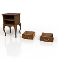 Classic Wooden Nightstand With Curved Legs Shelves And Storage Drawers