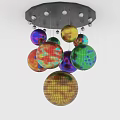Colorful Spherical Decorative Ball Chandelier with Metallic Mesh for Modern Home Furniture