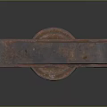 Rusty Vintage Pipe Wrench Tool With Metal Body And Wooden Handle