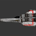 3D Model Science Fiction Spaceship With Red White Paint Multiple Engines And Weathered Texture