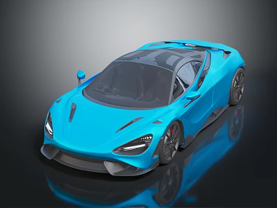 Blue Aerodynamic Sports Car With Sleek Design Black Roof Stylish Headlights And Alloy Wheels 3d model