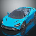 Blue Aerodynamic Sports Car With Sleek Design Black Roof Stylish Headlights And Alloy Wheels