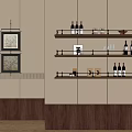 Modern Wall Mounted Shelves Displaying Wine Bottles Glasses And Decor Items