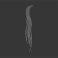 Gray Human Hair Model With Long Straight Strands And Natural Texture