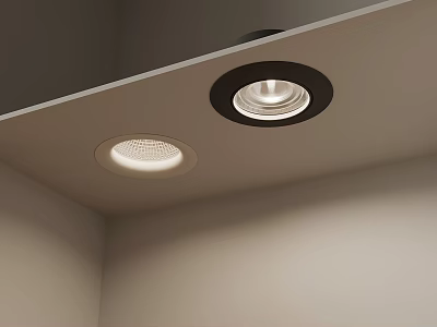 Modern Recessed Ceiling Lights With Two Fixtures In Minimalist Interior Design 3d model