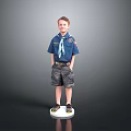 Boy Scout Standing on White Platform With Blue Shirt Neckerchief and Shorts