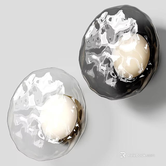 Elegant Textured Glass Wall Lamps In Transparent And Black Modern Design 3d model 