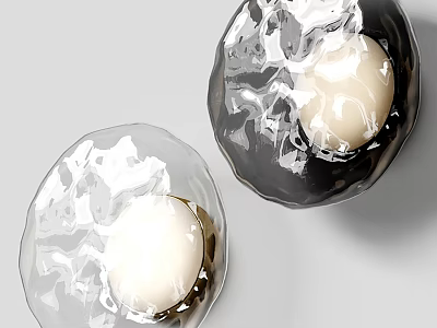 Elegant Textured Glass Wall Lamps In Transparent And Black Modern Design 3d model