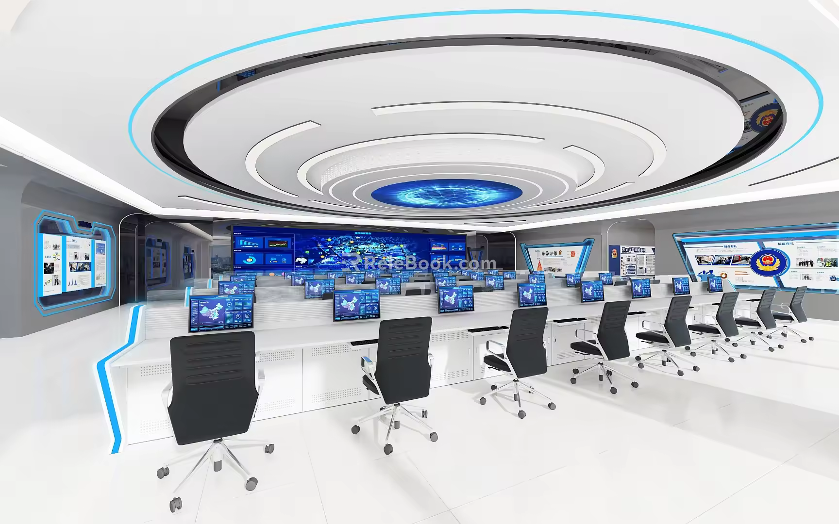 Command Hall of Modern Monitoring Room 3d model