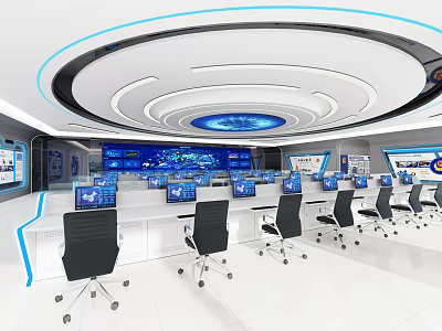 Command Hall of Modern Monitoring Room 3d model