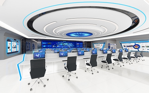 Command Hall of Modern Monitoring Room 3d model